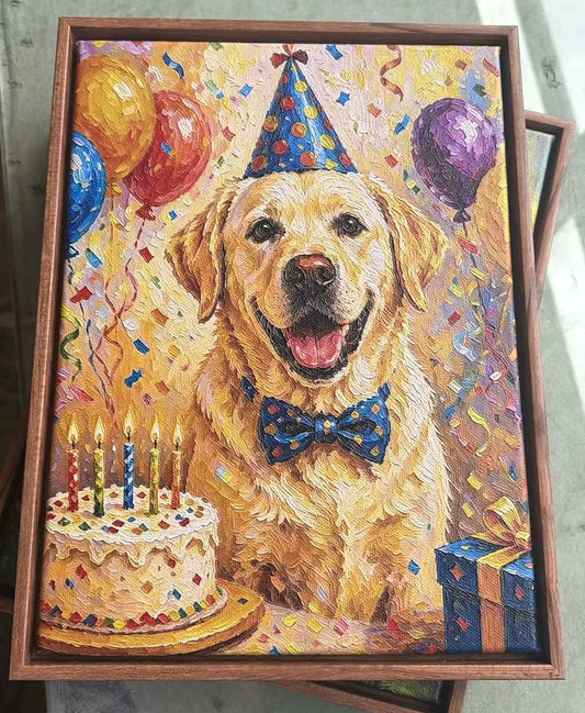 Custom 3D Textured Pet Canvas Art — Hand-Painted Portrait